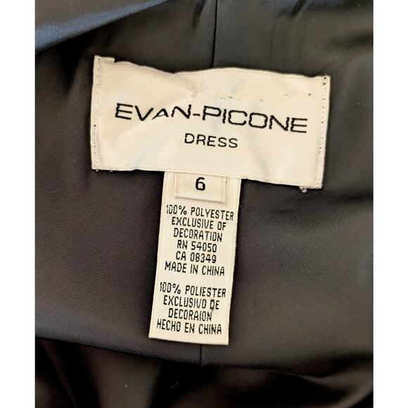 VTG Evan Picone Midi Maxi Dress 6 Black Beaded Sleeveless Sheer Scarf Hem + Wrap - Picture 11 of 12